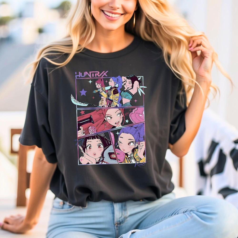 Kpop Movie Shirt Huntrix T Shirt Huntrix Girls T Shirt Mira Rumi Joey Shirt Demon Hunter Merch, Gift For Kpop Fan Kpop Demon