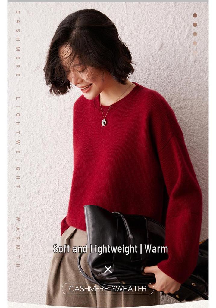 Cashmere Raglan Sleeve Women's Winter Pullover - Versatile, Warm, Thick Knit Round Neck Sweater (2026)