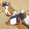 Fashion 2025 New Women Mix Color Wedge Sandals Summer Comfortable Non Slip Shoes Woman PU Leather Platform Roman Beach Sandals Women