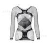 Sexy underwear mesh, sexy fishing net pajamas, long-sleeved hip skirt, backless tights