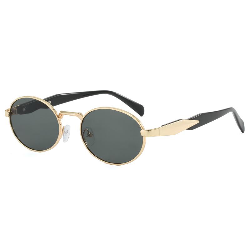 Oval Metal Personality Large Frame Sunglasses Women'S Retro Street Sunglasses
