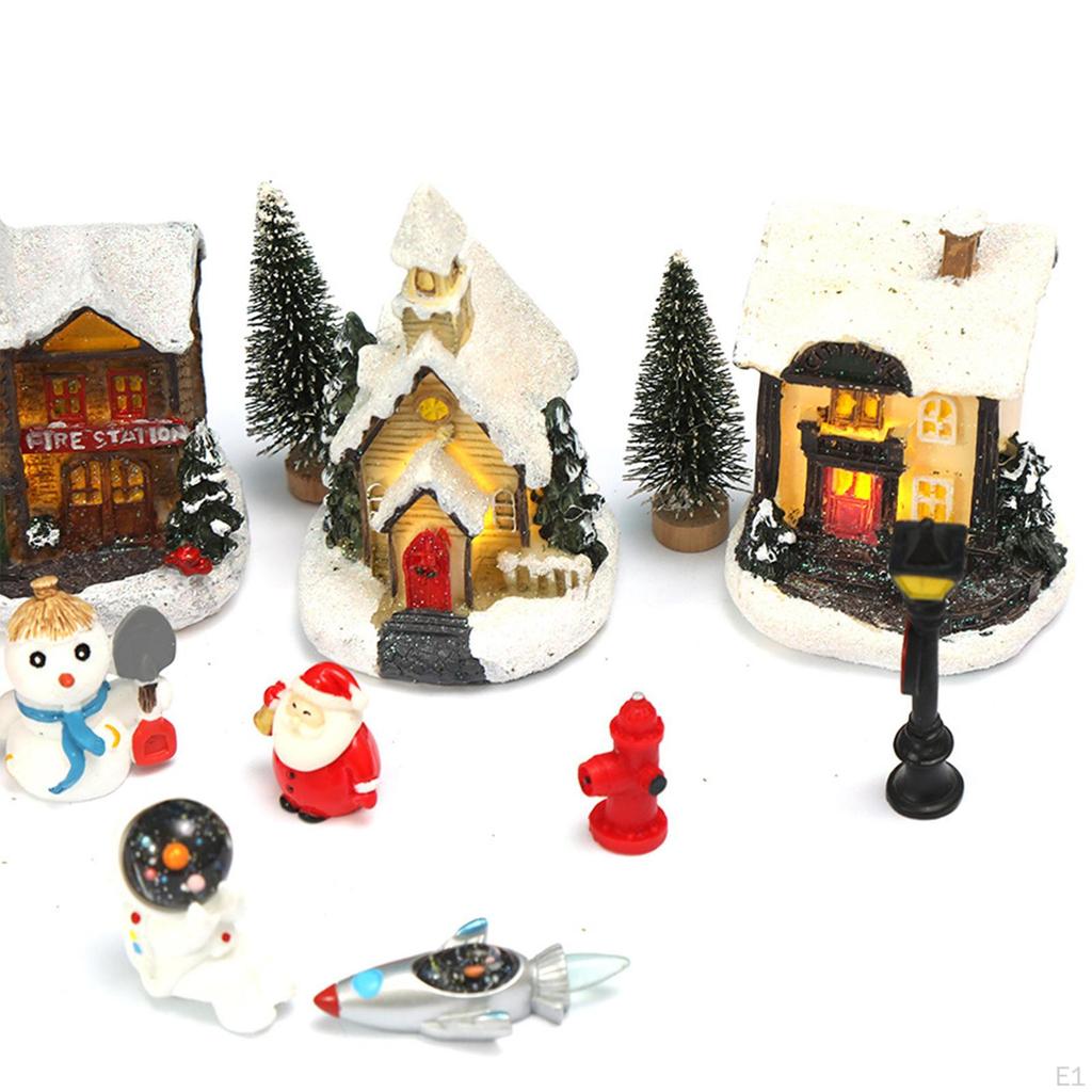 Xmas Village Sets Party Favor Santa Claus Figures Lighted House Collection for Living