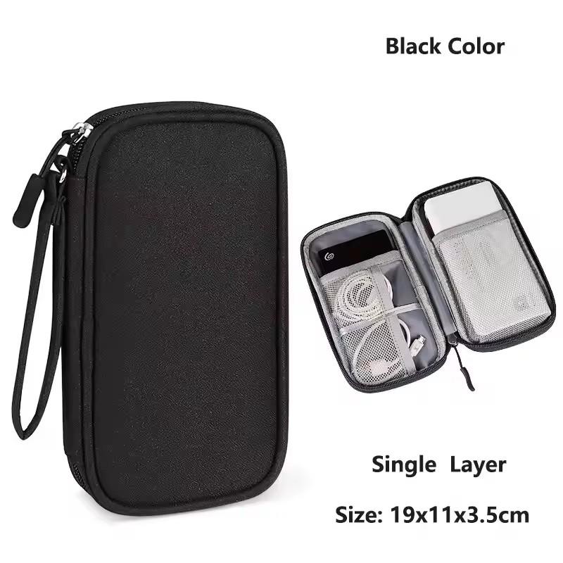 

Travel Organizer electronics accessories organizer portable waterproof double layers storage for cable hard disk Power Bank