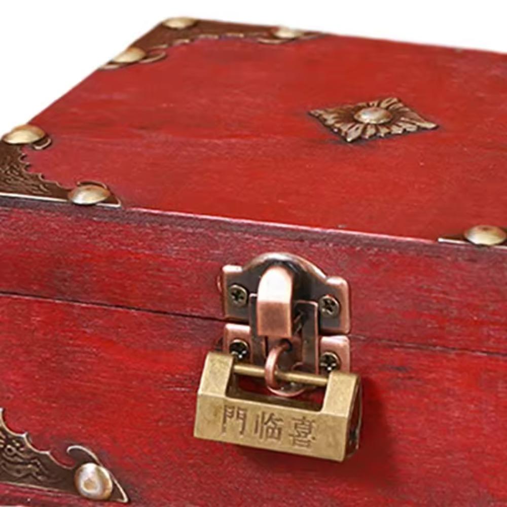 Retro Jewelry Storage Case Square Wood Treasure Box Lockable Password Box  Bracelet