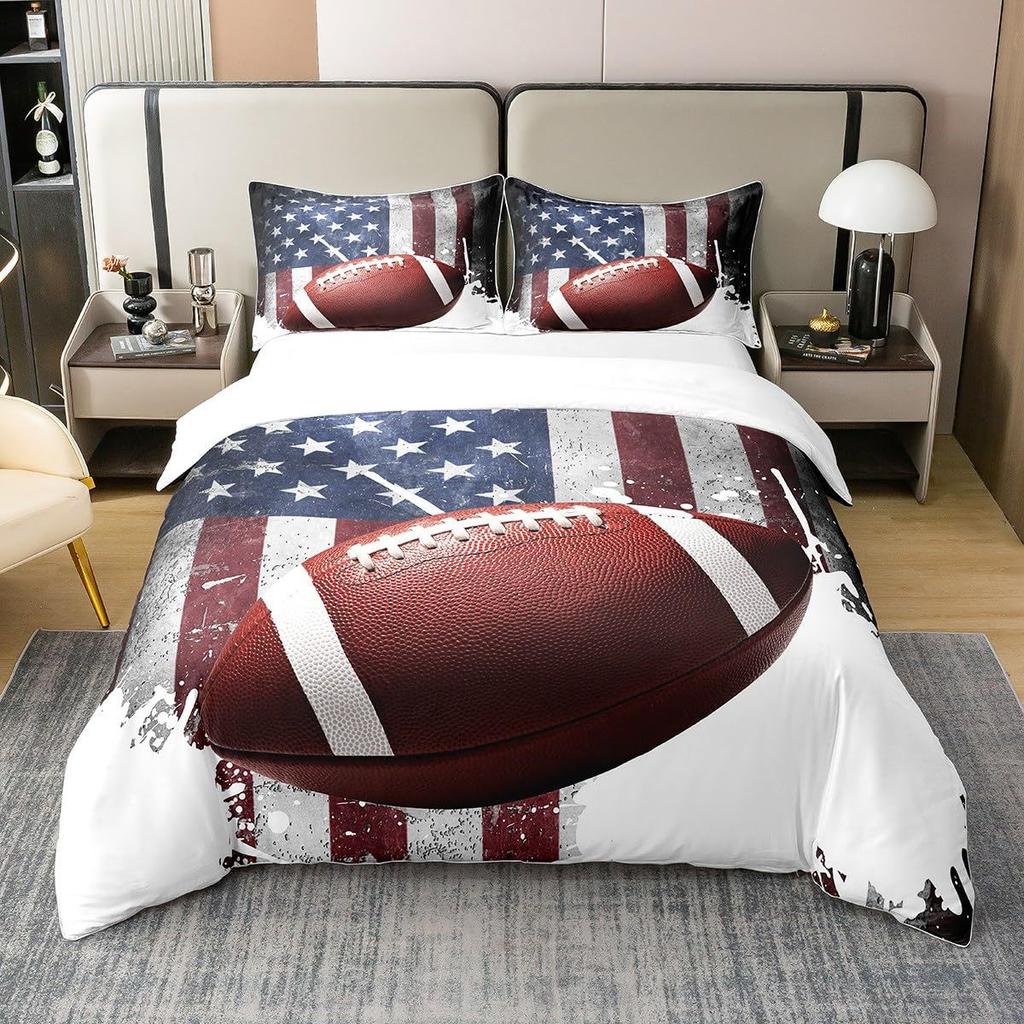 Rugby American Football Sports Quilt Cover Bedding 3D Printing Three-Piece Home Textile