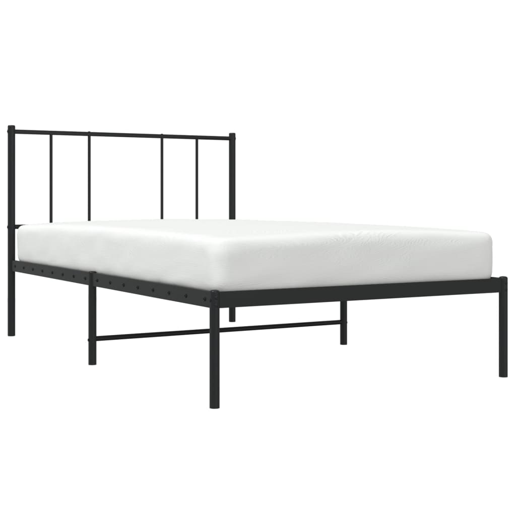 vidaXL Bed Frame with Headboard Metal Black 90x200 Cm