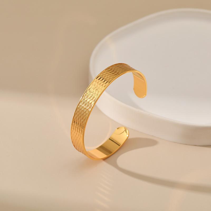 Classic Plain Open Cuff Bracelet Minimalist Business Style Unisex Metal Wristband