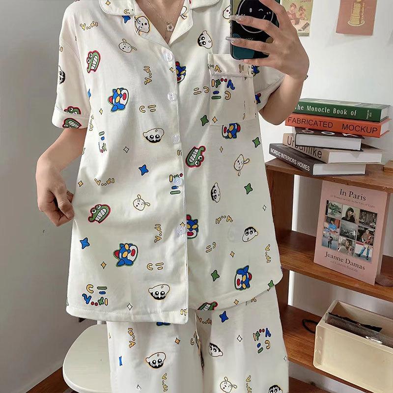 Pajamas Women's Summer Short-sleeved Gentle Wind Simple High-value Casual Women's Short-sleeved Loungewear Set