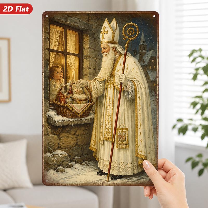 2D Flat Metal Sign Saint Nicholas 20cm x 30cm