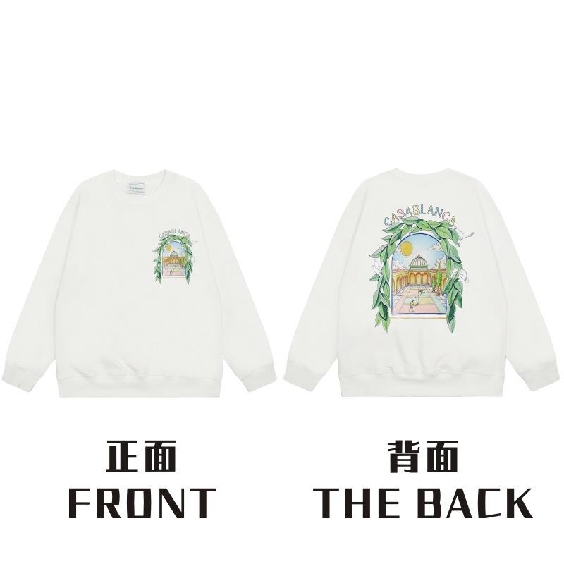 American Trendy Brand Casablanca Crew Neck Sweater Hoodie Men's Couple Ins Autumn and Winter Thickened Long-sleeved Women's T