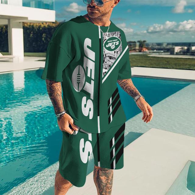 Traje de Ropa Deportiva para Hombre Rugby Camisetas Casuales de Manga Corta con Cuello Redondo Estampadas en 3D Conjuntos Cortos de 2 Piezas Playa Oversize Ropa de Hombre