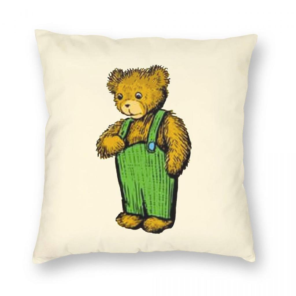 Corduroy Bear Square Pillowcase Polyester Linen Velvet Printed Zip Decorative Pillow Case Home Cushion Cover
