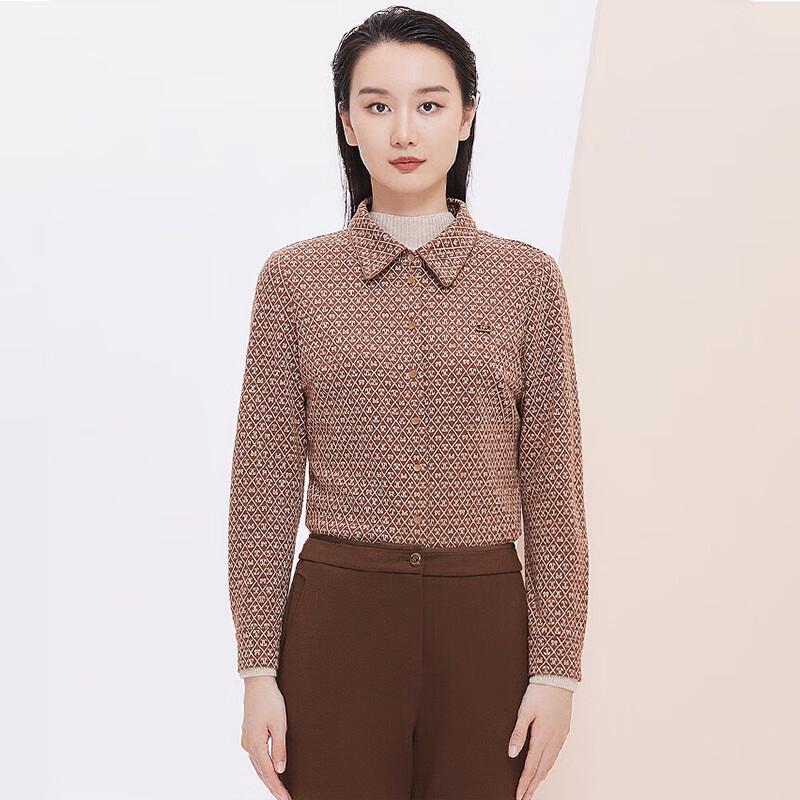 JESSIE Women s Polo Collar Rhombus Print Shirt S