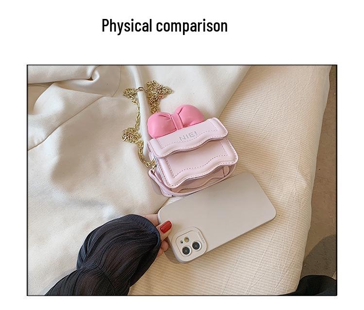 2024 Embossed Bow Mini Crossbody: Sweet Chain Bag for Girls