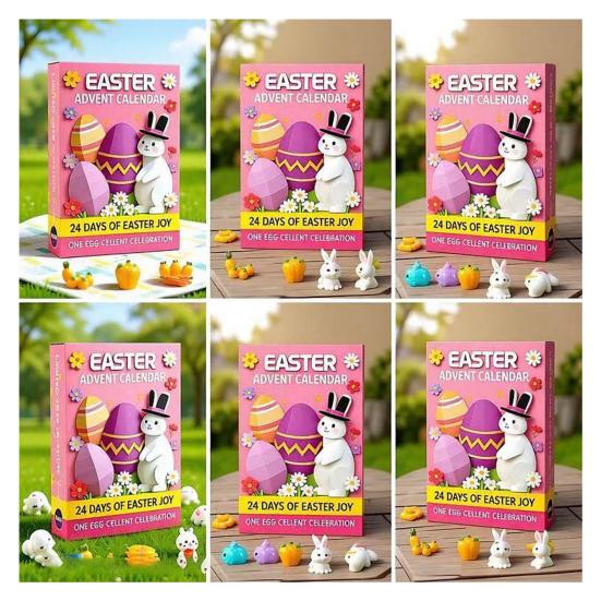 24Pcs Easter Bunny Countdown Calendar Dig Kit Treasure Hunt Excavation Toys for Kids Includes Dig Tools & Surprise Figurines Fun DIY Activity for Boys