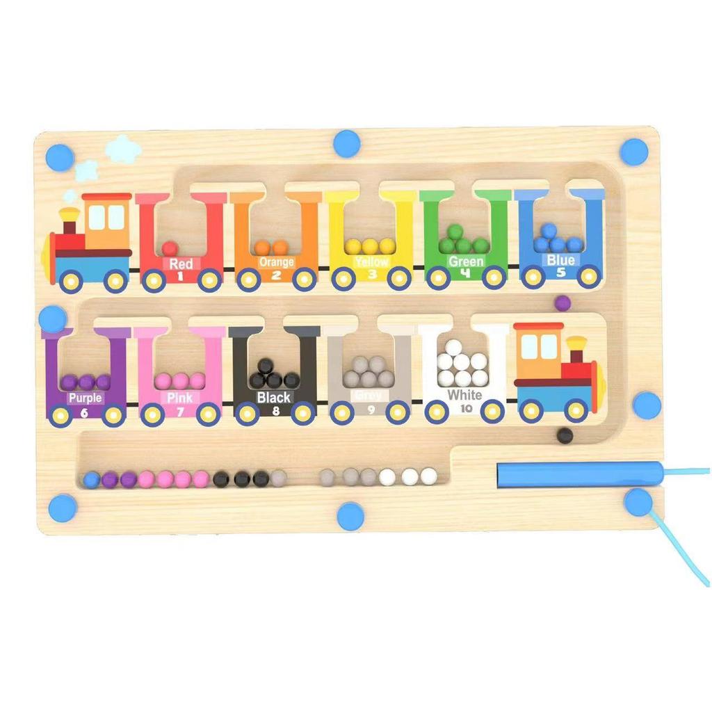Wooden Magnetic Marble Maze: Children’s Color Sorting & Counting Game