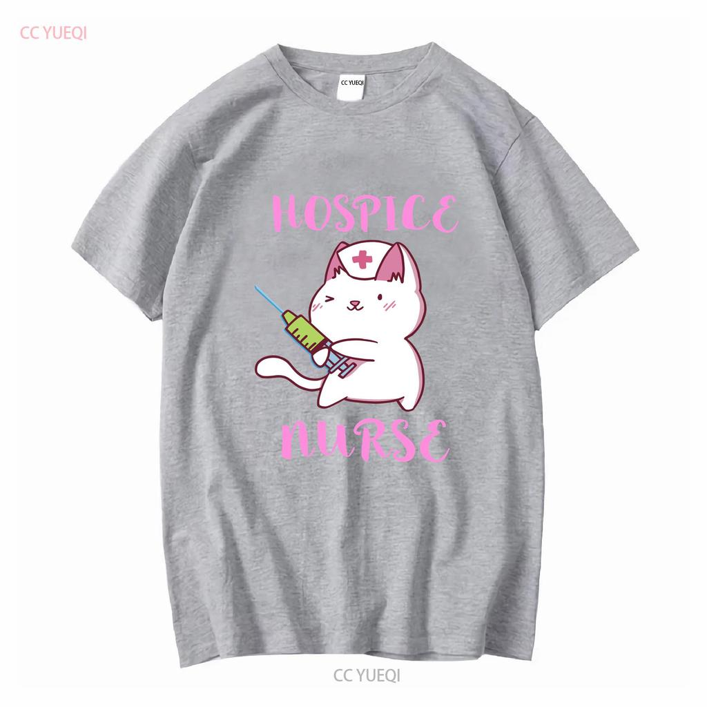 Hospice Nurse T Shirt Life Cat Registered Ideas Nursing School Squad long or short sleeves vintage Washed homme Versatile