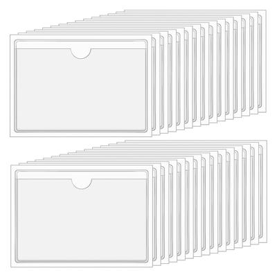 C-Convenient-Clear Adhesive Pockets 4X6in Index Card Pockets Sleeves Self Adhesive With Top Loading Label Pockets (30 PCS) Durab