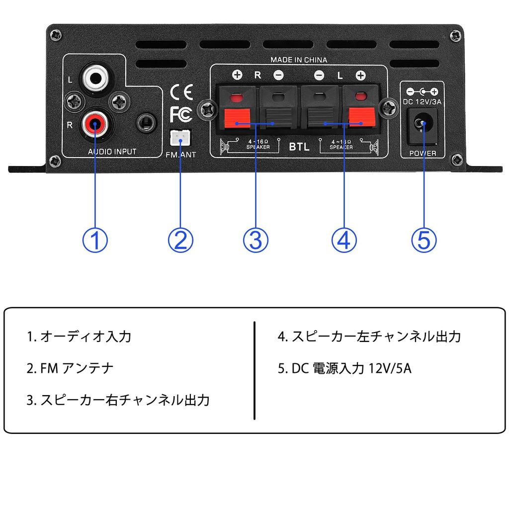 Bluetooth-Verstärker, HiFi-Stereo-Leistungsverstärker, Empfängerkanal 2 x 40 W, Mini-Verstärker, kleiner Heim-Audioverstärker, Steuerung des Lautsprechereingangs 5.0 2.0
