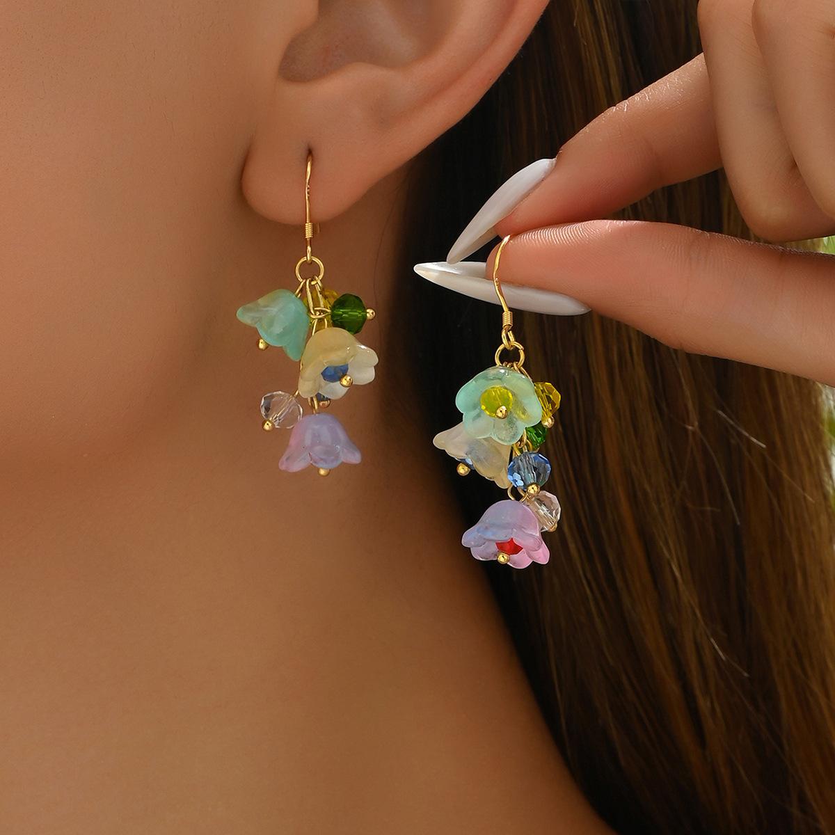 

Маленькие свежие пасторальные цветочные серьги, универсальные ручные цветные серьги-гвоздики с дизайном в виде ландыша