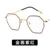 New metal polygonal glasses frame retro literary irregular flat mirror can be matched with myopia