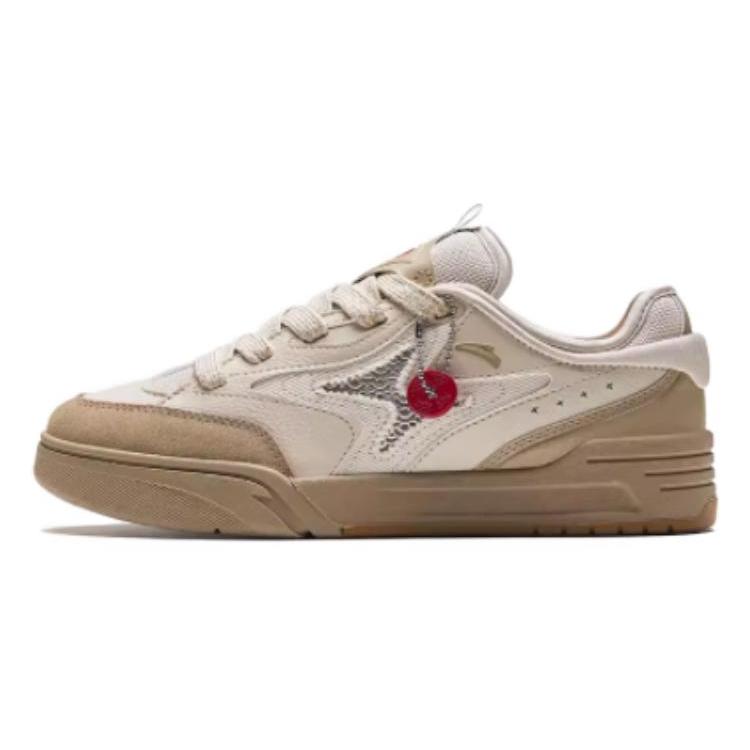 New Anta AOJIE Slip Resistant Breathable Low Top Skateboard Shoes Women's Beige Brown 922418071-5