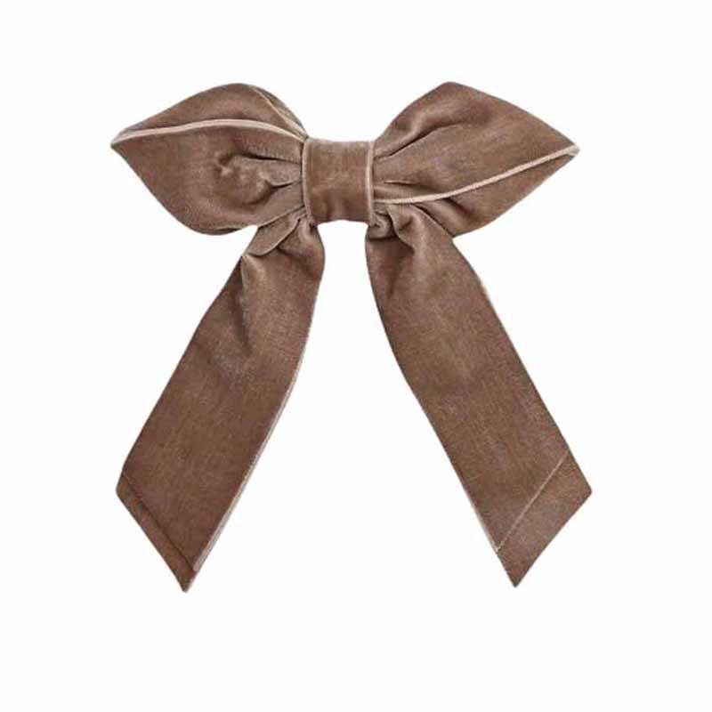 Children s French Velvet Bow Hair Clip - Simple, Versatile, Elegant Top Clip коричневый