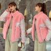New Arrival Short Stand Collar Lamb Wool Splicing Down Jacket Light Coat for Women