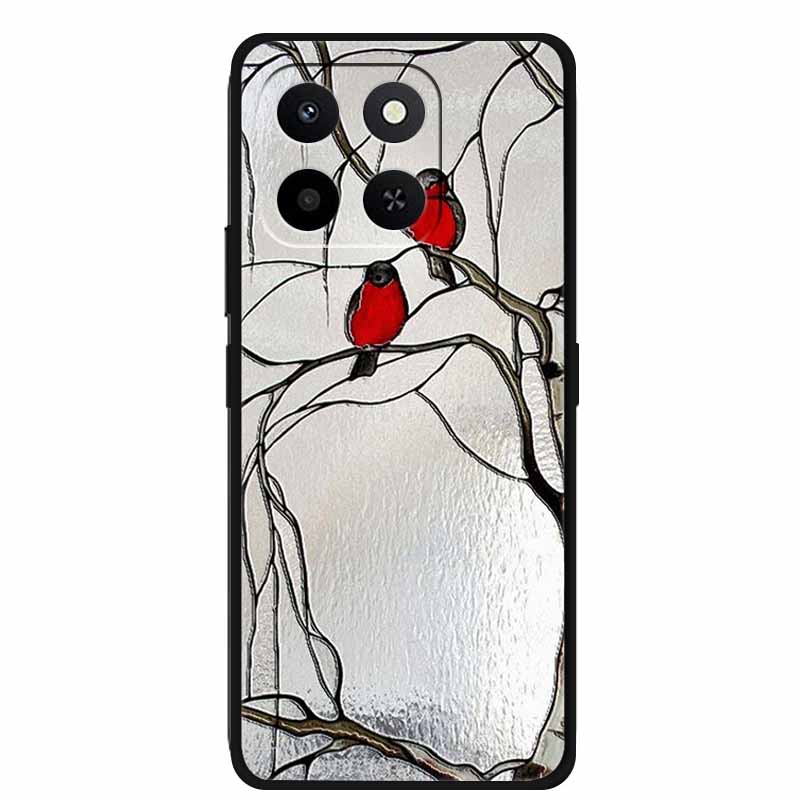 3D Case For Honor X7d 5G Case X 7 d Coque 6.77" Emboss Flowers Black Silicone Soft Back Cover For Honor X7d 4G Cases Shell Funda