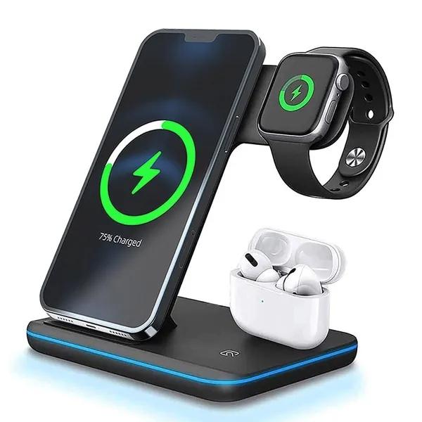 3 In 1 Charging Stand 15W Fast Qi Wireless Charger Dock USB Charging Station