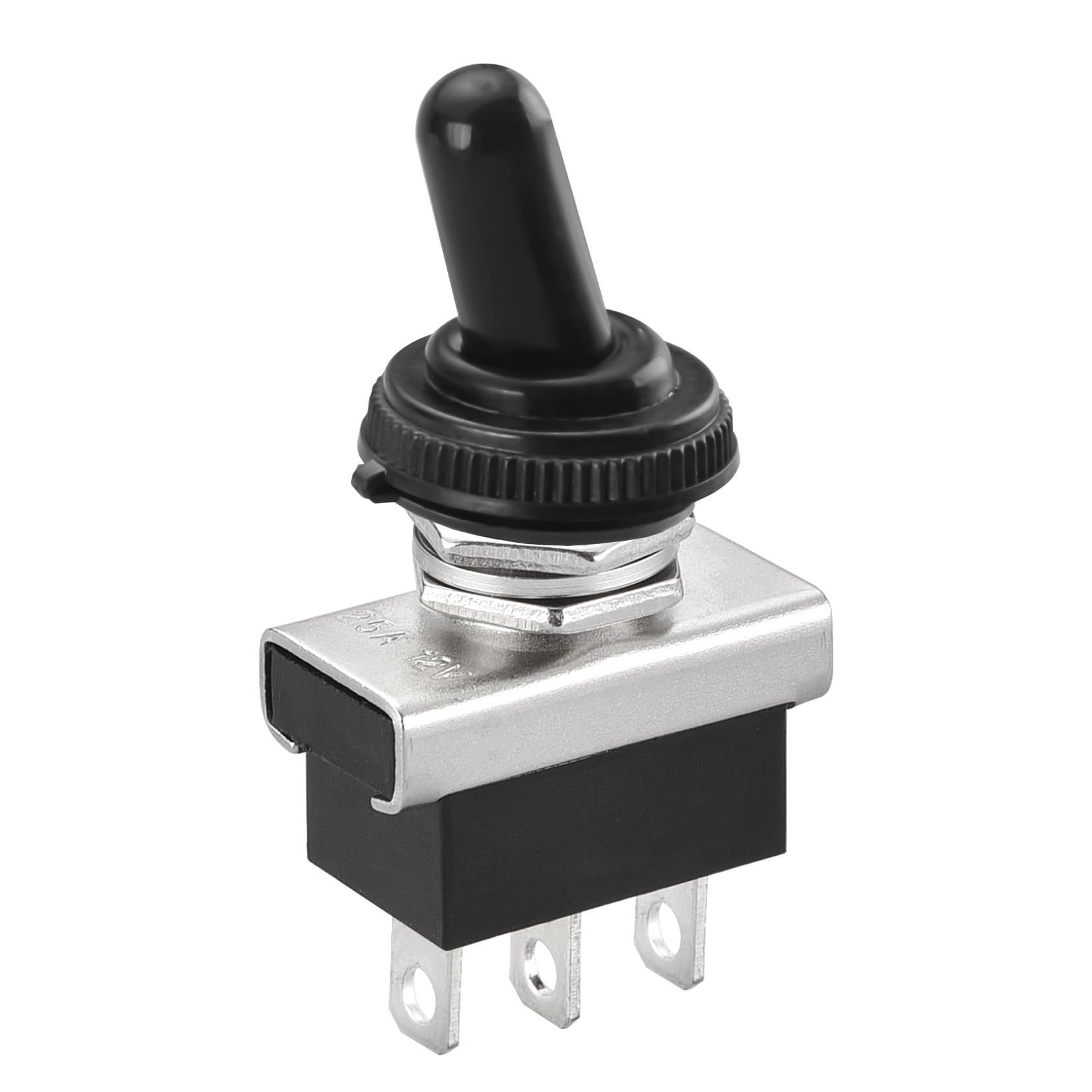 Heschen Car Toggle Switch ON/OFF SPST 3 Pin 2 Position 12VDC 25A with Waterproof Cap чёрный