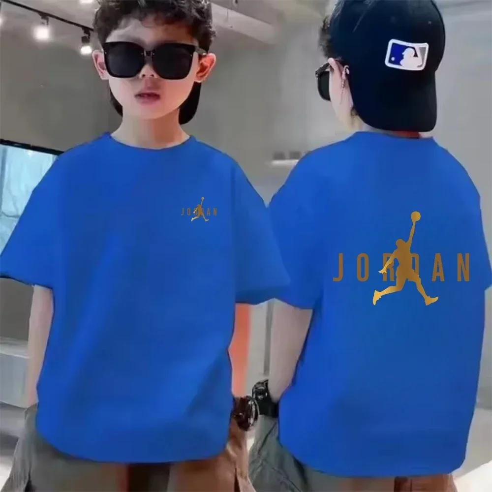 Letní značkový vzorovaný prodyšný chladivý bavlněný dětský tričko s krátkým rukávem chlapecké oblečení sportovní ležérní móda dětské tričko top