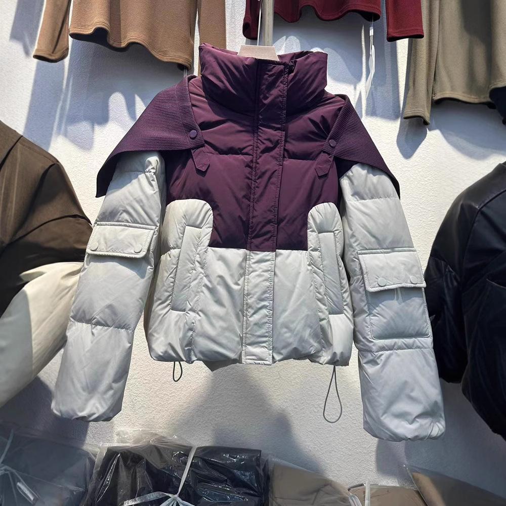 Winter New Style Women's Cotton-padded Coat, Fashionable Short Style Bread-padded Coat, Contrasting Color Personalized Cotton-padded Jacket