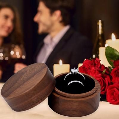 Ringbox, Vintage-Ring-Aufbewahrungsbox aus Holz, Doppelring-Vitrine für Heiratsantrag, Verlobung, Valentinstag