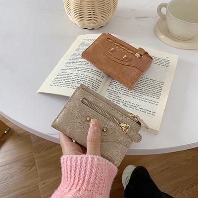 Kleine Geldbörse Damen High-End Ins Damen Clutch-Tasche Faltbare Geldbörse Reißverschluss Dreifach gefaltet Kleingeldfach