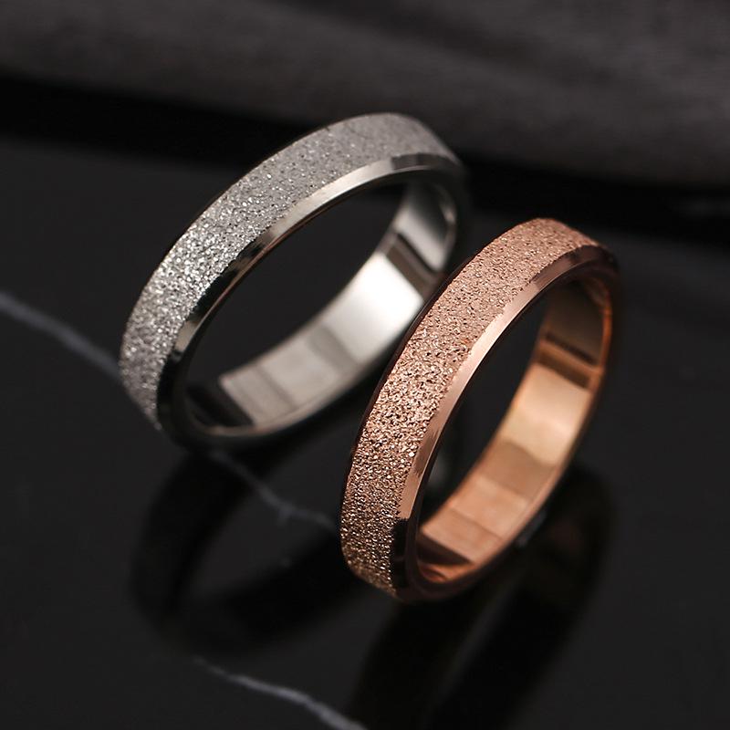 Korean Style Frosted Titanium Steel Ring In Rose Gold - Simple, Trendy, and Popular.