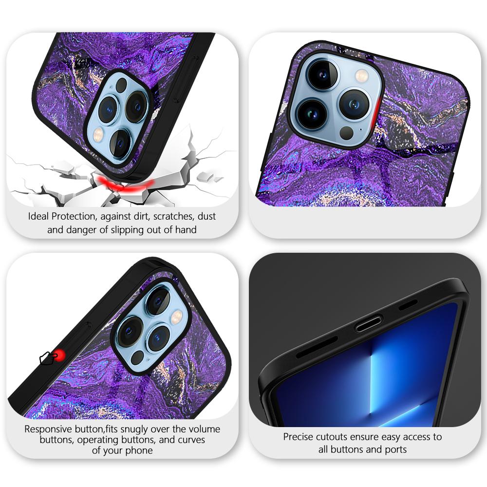 Lila Marmor Telefon Fall Für Iphone 14 13 11 12 Pro Max Mini Xs Xr X 7 8 6s Plus Se 2022 Gehärtetem Glas Zurück Shell Covers Capas