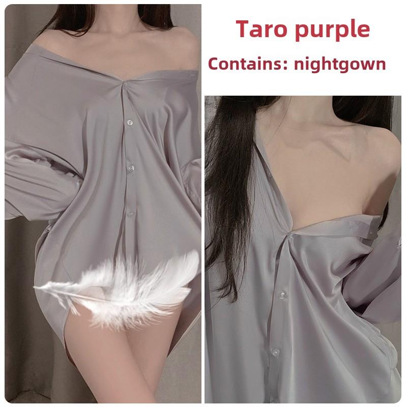 

Sexy Pure Desire Style Boyfriend Shirt Large Size Pajamas Solid Color Comfortable Casual Home Set L