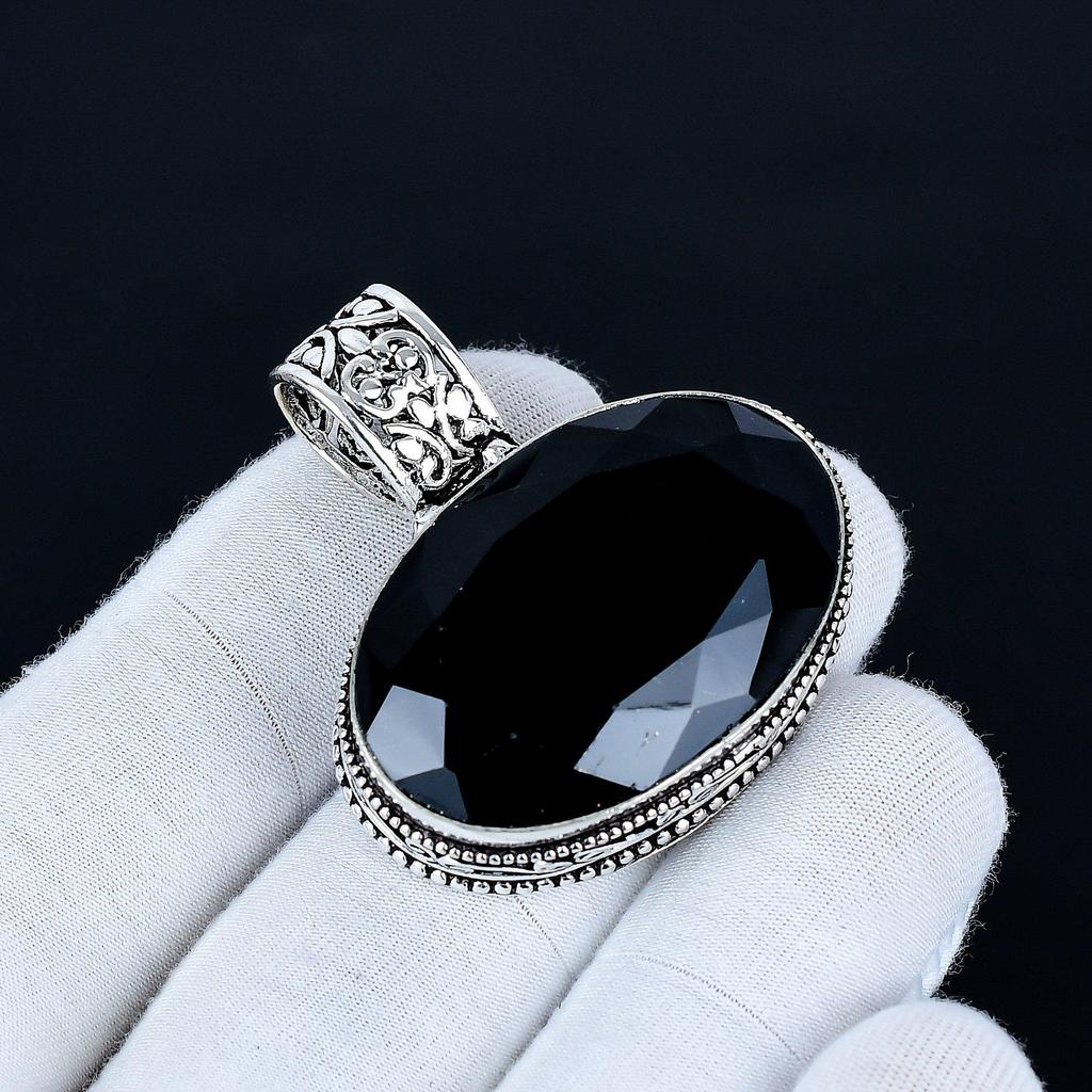 Black Spinel Pendant, 925 Sterling Silver Handmade Jewelry, Black Spinel Silver Pendant, Party Wear Jewelry For Women's, Pendant Birthday Gift