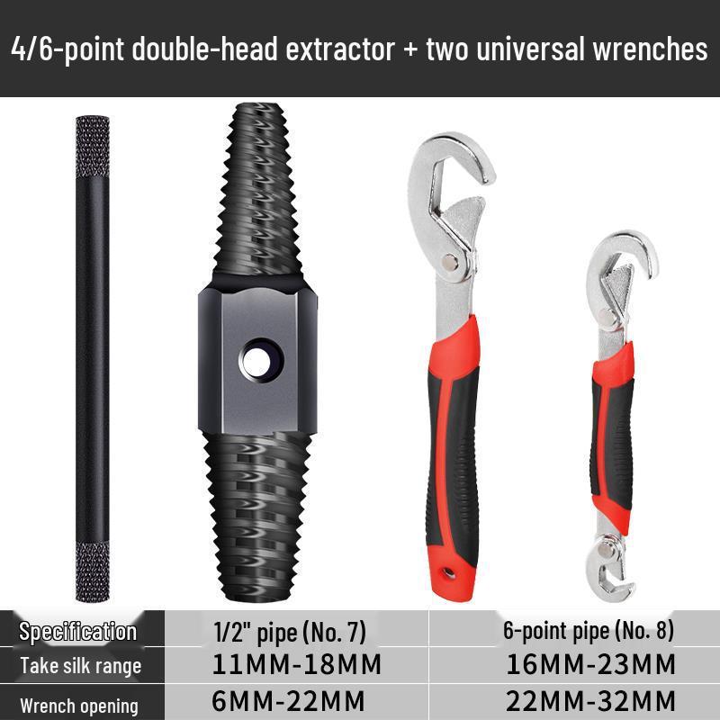 Doppelköpfiger Linksgewinde-Ausdreher für abgebrochene Wasserhähne, Rohre und Schrauben