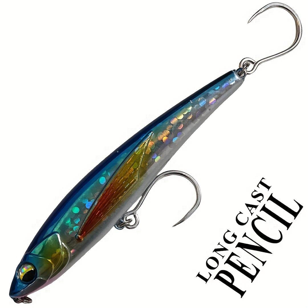 11.5cm 50.5g Long Casting Sinking Pencil Lure – Laser Coated Saltwater Fishing Bait with 3D Eyes for Tuna & Big Game Fish