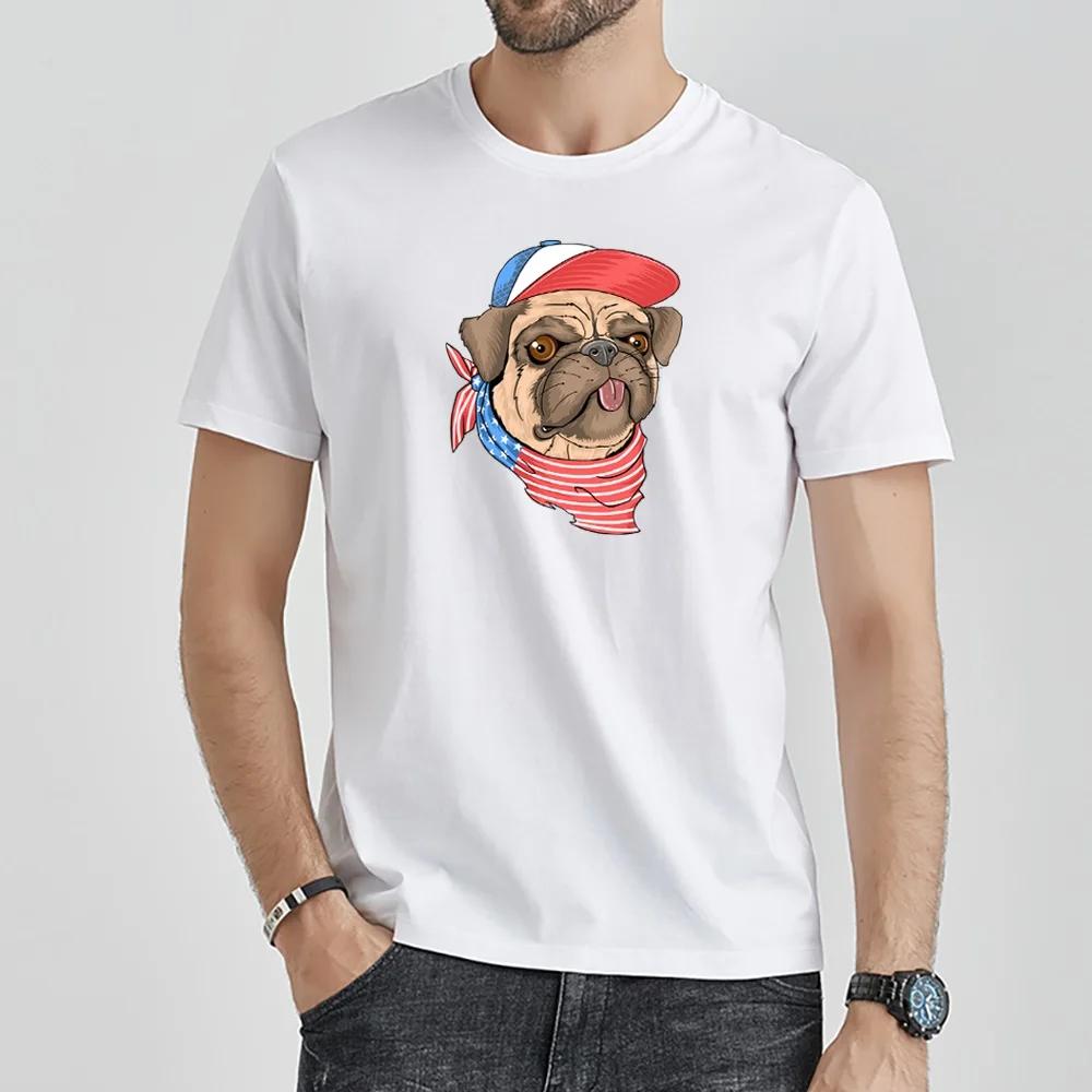 T-Shirt Men Dog Print Clothing Top Harajuku Casual Soft Summer Short Sleeve Round Neck Tshirt Fashion Trend Commuter Streetwear