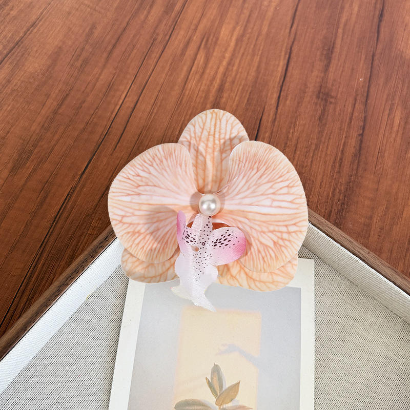 Women Girls Summer Beach Orchid Flower Hair Clip Hawaiian Boho Butterfly Orchid Hair Barrettes Hair Accessories