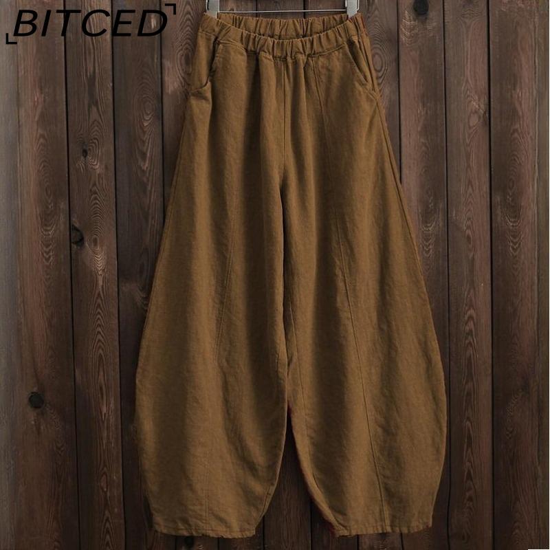 BITCED Women's Fashion Casual Solid Color Print Pants & Capris