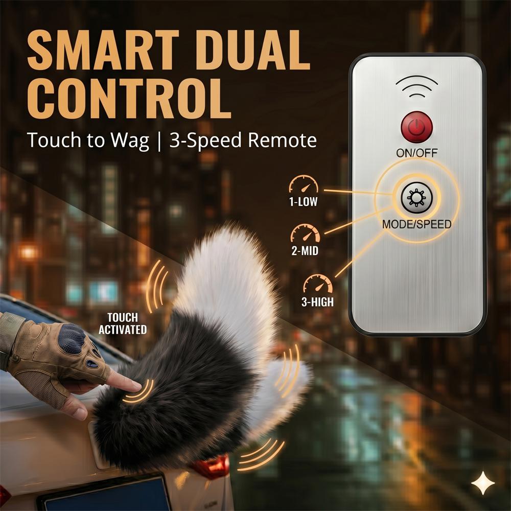 Electric FOX Tail Motorcycles Decorations Anime Decor 3D Plush Electric Touch Sensor Scooter Accessories Wagging Tail for Car