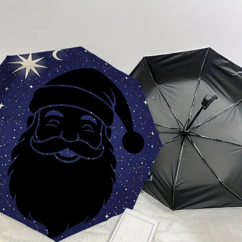 Santa's Starry Night Adventure: Automatic Opening/Closing Umbrella Outdoor Protection, Travel Accessory, Lightweight & Durable 113