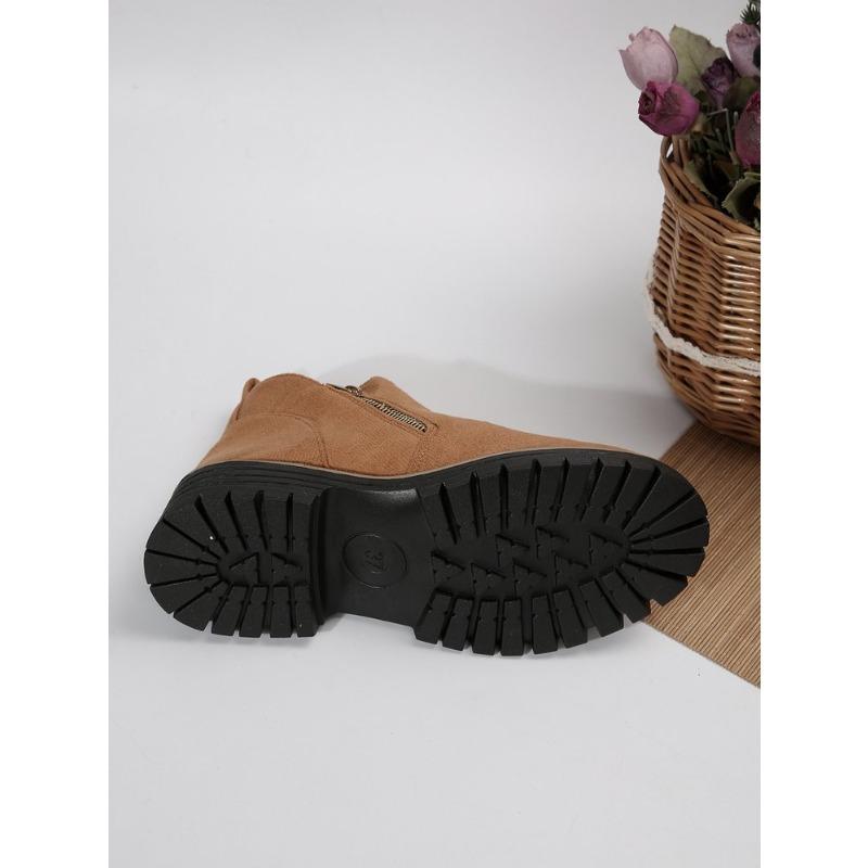 Autumn New Retro Design Casual Zipper Short Boots for Women Comfortable Versatile Non Slip Fashion Thick Soled Ankle Boots
