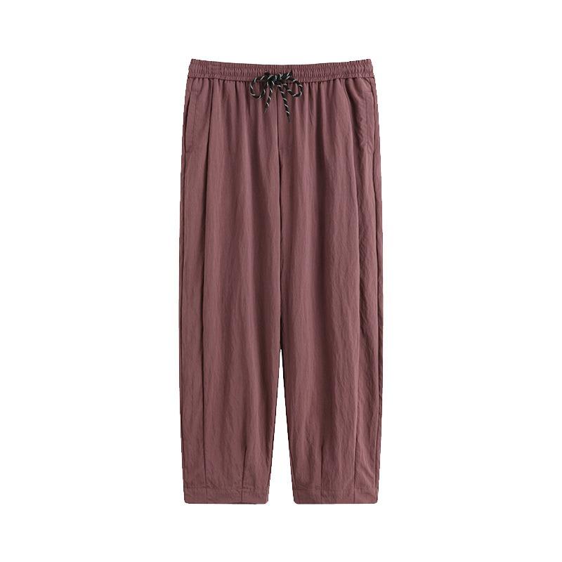 Women's High-waisted Casual Pants Versatile Nine-inch Pants Summer Loose Wide-leg Harem Pants