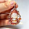 Ethnic Enamel Auspicious Imitation Jade Pendant Necklace Vintage Jewelry For Women Traditional Outfit Accessory Gift