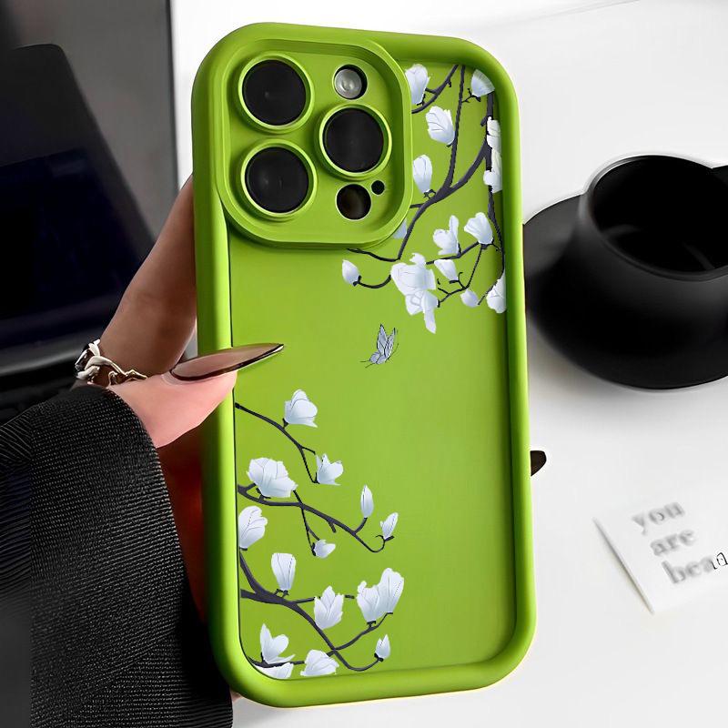 Pro iPhone 16 15 Pro Max 14 Plus 13 12 Pro 11 XS XR 8 7 Kryt Bílé květy Nárazuvzdorná měkká ochrana objektivu Pouzdro na telefon